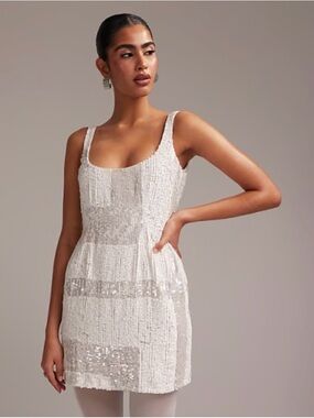 ASOS Ivory Sequin Tank Mini Dress